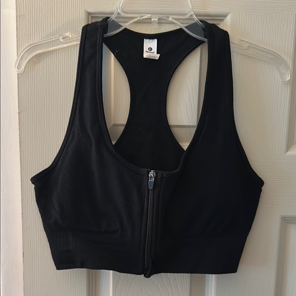 Black Zip-Front Sports Bra